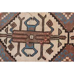 Alfombra Kilim turca Vintage de 180cm X 360cm en yute de lana Beige marrón, respaldo de látex 3D para patrón de retazos Rectangular de entrada - Product Image 5