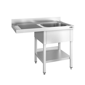 Évier de lave-vaisselle professionnel PREMIUM - 1200x600mm - Évier simple - Égouttoir côté gauche - Product Image 1