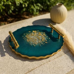 Elegante Bandeja de Resina para Servir, para el Hogar, la Cocina, la Sala de Estar, Mesa de Bebidas, Almacenamiento de Vajilla, Sostenible, Reutilizable, para Joyería - Product Image 5