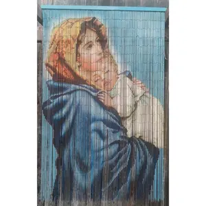 Cortina de cuentas de bambú de alta calidad más vendida pintada a mano-Virgen María hecha en Vietnam al por mayor a granel