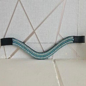 Bracelet de sourcils en cuir noir en forme de courbe, fait à la main, personnalisé avec brillant et brillant, 5 rangs, Turquoise et chaîne métallique en cristal transparent - Product Image 5