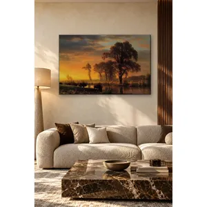 Fida Bierstadt Bison au coucher du soleil à Kansas, impression sur toile - Product Image 4