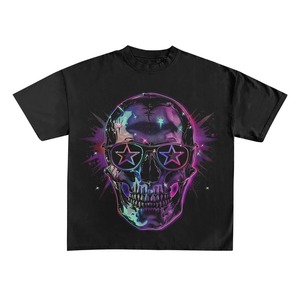 T-shirt pour homme de style punk surdimensionné avec imprimé crâne au dos, manches courtes, col rond, tissu tissé 100% polyester - Product Image 6