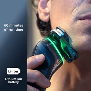 Afeitadora Eléctrica Negra para Hombre, Uso en Seco y Húmedo, Triple Cuchilla, IPX7, Afeitadora Facial Rotatoria, Lavable, Repuesto - Product Image 1