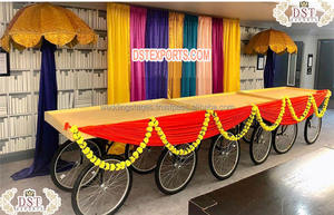<b>Mehndi</b> Event Colorful Canopy Style Rehdi Stall Exclusive Wooden Wedding Food Stalls Wooden Made Rehri for Grand Wedding <b>Decor</b> - Product Image 4
