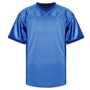 เสื้อกีฬาฟุตบอลสำหรับผู้ใหญ่เสื้อฟุตบอลคอวีผ้าโพลีเอสเตอร์แขนสั้นสีฟ้า - Product Image 2