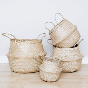 Cesta de almacenamiento de algas marinas rústicas personalizable, diseño personalizado, cubierta de lavabo de planta multifuncional ecológica, hecha a mano de Vietnam - Product Image 1