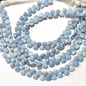 Perles Briolette en forme de coeur à facettes d'opale bleue naturelle, pierre précieuse calibrée de 7MM pour l'utilisation de bijoux - Product Image 6
