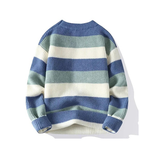 Haute qualité couleur unie Base tricoté 2024 pull respirant pour hommes pull à col rond pour hommes - Product Image 2