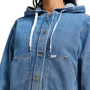 Chaqueta Vaquera con Capucha para Hombre, Estilo Urbano, Informal, con Botones en la Parte Delantera, Manga Larga, Prenda Exterior de Moda, Corte Holgado - Product Image 6