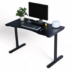 TaUP GD68056 Ergonomic Gaming Desk Natural Wood with <b>Iron</b> Legs Carbon Surface Adjustable Height for Home Office or Bedroom - Product Image 1