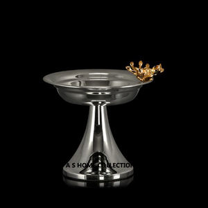 Métal brillant à la mode supérieur poli avec bol debout de conception de forme feuillue d'or pour les produits décoratifs de table d'hôtel et de restaurant - Product Image 1