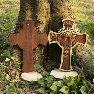 ศิลปะติดผนังรูปมงกุฎหนามไม้กางเขนรูปพระเยซูทำจากไม้แกะสลักด้วยมือตกแต่งบ้านของคริสเตียน - Product Image 4