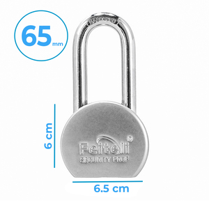 65mm Steel Safety <b>Padlock</b> with Long Hook Anti-Theft Keyed Digit Combination Brass Cylinder Iron Material - Product Image 3