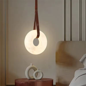 Suspension en marbre en forme de beignet avec sangle en cuir pour chambre à coucher, couloir ou salon - Product Image 3
