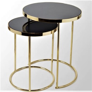 Table basse ronde moderne en fer noir pour salon - Product Image 2