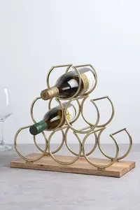 ชั้นวางไวน์โลหะติดผนังแบบทันสมัยสำหรับบาร์บ้านประหยัดพื้นที่การจัดเก็บในห้องครัวสำหรับขวดไวน์ถังใส่เครื่องดื่มน้ำแข็ง - Product Image 4