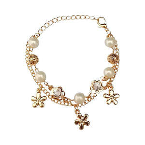 Pulsera de cristal ajustable Urthn con chapado en oro y Perla de piedra austriaca 1400540 - Product Image 1