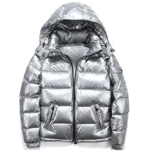 Venta al por mayor personalizado de gran tamaño de los hombres con capucha burbuja chaqueta impermeable a prueba de agua pesado invierno brillante abajo burbuja chaqueta unisex - Product Image 6