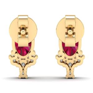 REYES Precio al por Mayor, Pendientes de Oro Sólido de 14K con Corte Ovalado, Gema de Rubí Rojo de 1 Quilate, Moissanita, Cierre de Rosca, para Mujer, Joyería de Lujo - Product Image 4