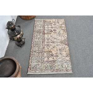 Tapis Vintage Beige Vert Laine Fait Main 2x3.6ft Tapis Rectangle Turc Support En Latex pour Salon Chevet Patchwork Couloir Conception - Product Image 1