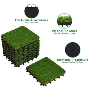 Top buen precio 2017 Venta caliente interior exterior jardín alfombra césped artificial azulejos para decoración de paisaje - Product Image 3