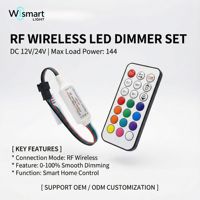 Contrôleur de variateur LED sans fil RF DC12V 24V 144W 12A avec télécommande, gradation PWM 0-100% pour bande LED monochrome