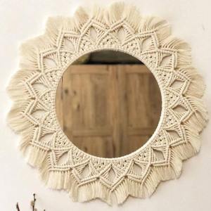 Espejo colgante de pared de macramé bohemio de lujo moderno más vendido, cordón de algodón 100% hecho a mano para uso decorativo en el hogar, precio al por mayor - Product Image 5