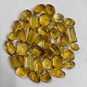 ได้รับการรับรองว่าเป็นหินควอทซ์อัญมณีธรรมชาติสีเหลืองเข้มรูปทรงผสมหลวม100ชิ้น - Product Image 2