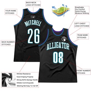 Alta calidad personalizado negro blanco-verde azulado auténtico retroceso baloncesto Jersey secado rápido baloncesto uniforme - Product Image 2