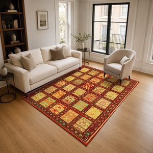 Tapis RUGS DEPOT LXDP-0554 en gros, rouge bordeaux, ethnique, kilim, imprimé numériquement, lavable en machine, chenille, antidérapant - Product Image 2