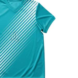Custom Teal <b>White</b> Diagonal Stripe Floorball Jersey Polyester Quick Dry Breathable Mesh Sports <b>Shirt</b> for Team Training - Product Image 4