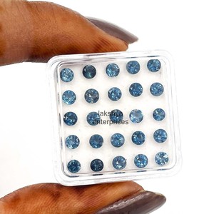 Piedras preciosas sueltas de corte redondo facetadas de Topacio Azul Londres Natural de 3mm para la fabricación de joyas piedra calibrada de topacio de alta calidad al por mayor - Product Image 2