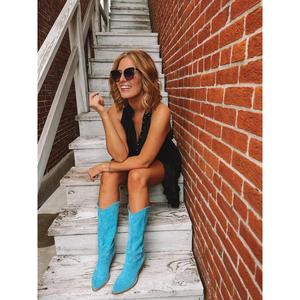 Bottes Noa Turquoise Texan Chukka avec tige en cuir Matériau cuir de première qualité - Product Image 2