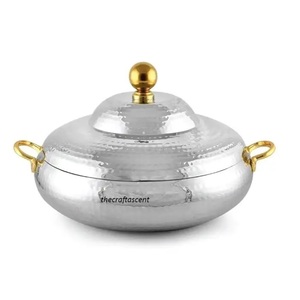 Arabic Design Metal Hotpot Best Quality Handmade Luxury Casserole With Lid Round Shape MOP Inlay Food Warmer for Kitchen Use - Product Image 4