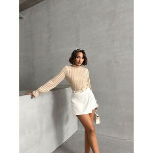 Blusa de Poliéster Brillante para Mujer TOPSHOW, Top Negro Sólido de Manga Larga para Venta al por Mayor - Tallas S, M, L, XL - Product Image 6