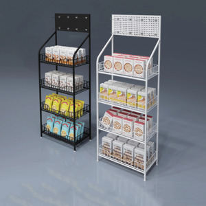Estantes duraderos de un solo lado para aperitivos, diseño moderno, estante de exhibición de supermercado multicapa, soporte metálico ligero - Product Image 2