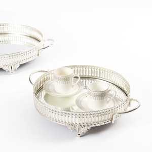 Handmade Modern Aluminium Metal Handicraft <b>Round</b> Luxury <b>Tray</b> for Serving Weddings and Hotels - Product Image 5