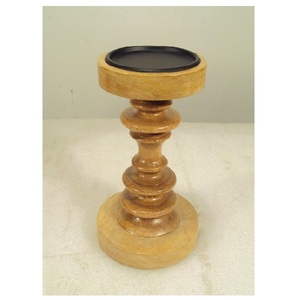 <b>Large</b> Size Solid Wood Pillar <b>Candle</b> Holder for Home Living Room Table Top Decoration Use Handcrafted Solid Wood Pillar Holder - Product Image 2