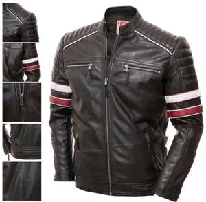 Chaqueta de Cuero Genuino 2025 para Hombre, Cuello Alto, Corte Ajustado, Impermeable, Reversible, Transpirable, para Motociclismo en Invierno - Product Image 5