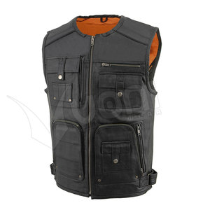 Gilet en cuir pour homme de haute qualité, personnalisé, fermeture éclair, toile respirante, séchage rapide, écologique, durable, service OEM, design décontracté - Product Image 4