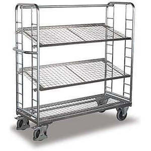 Chariot de cuisine en acier inoxydable avec 3 étagères en treillis métallique et roues en caoutchouc thermoplastique zingué - Product Image 1