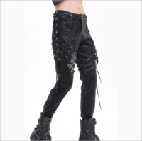 Pantalon cargo en jean ajusté style gothique, sexy, pour boîte de nuit, avec découpes, design fétichiste, punk rock, audacieux, respirant, décontracté
