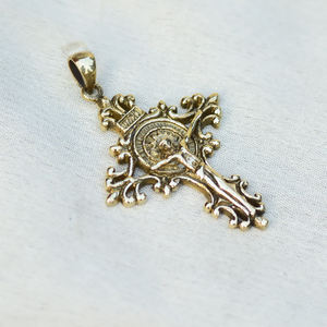 Colgante hecho a mano de Latón chapado en oro de 18 quilates con Cruz de Jesús para mujer, nuevos accesorios de moda con anillos de piedras preciosas - Product Image 3