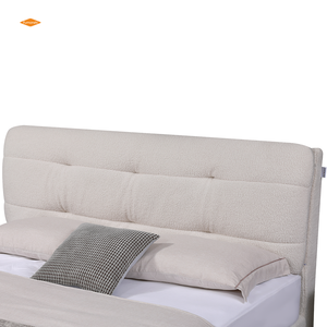 Último diseño cama Estilo nórdico edredón blanco juegos de cama <span class=keywords><strong>180x200</strong></span> marco de cama de madera maciza cama de tela de terciopelo de peluche - Product Image 3
