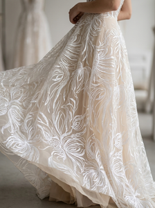 Tissu en dentelle tissée blanc avec broderie florale de paillettes effet feux d'artifice, dentelle en tulle à motif abstrait moderne pour filles, articles en stock, léger - Product Image 3