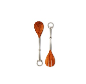 Ensemble cuillère et fourchette à salade de service à manche en bois et en acier pour une taille Offre Spéciale un produit personnalisés - Product Image 1
