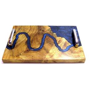 Bandeja de Servicio Plegable Portátil Clásica con Incrustaciones de Madera de Alta Calidad, Estilo Elegante, Fabricada en India con Resina de Hueso Natural Ecológica y Plástico - Product Image 1