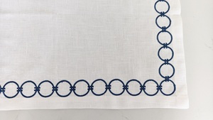 Manteles individuales de cena de lujo de 100% de lino con certificado de 2017, diseño moderno reutilizable hecho a mano, bordado de círculos clásicos para el hogar - Product Image 5