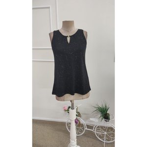 Blusa Brillante sin Mangas con Cuello Redondo para Mujer, 35985 - Negro - Product Image 4